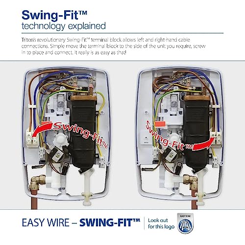 Triton Showers T80 Easi Fit Plus DuElec™ | Shower Electric | 10.5 KW I White I Electrical Showers | with Rainfall Showerhead and Anti Twist Hose | Best Electric Shower Units for Bathrooms - 8