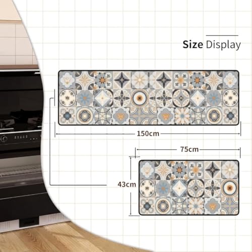 Image of Kitchen Anti Slip Mat for Floor, Waterproof Washable Kitchen Mats, Non Slip Kitchen Floor Mats for Home, Soft Mats for Kitchen, Kitchen Mats for Floor Anti Slip (MORROCO Style)