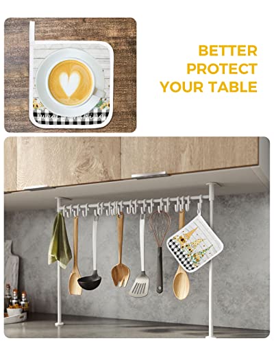 Pot Holder Set Of 2 Farmhouse Funny Gnome Buffalo Plaid Potholder Heat Proof Non-Slip Pot Holders,Retro Wood Grain Hot Pads Potholders For Kitchen Cooking Baking Bbq #TOP5