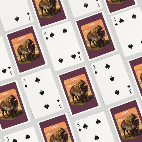 Baraja de cartas de póker Kansas Wildlife Series Bison miniatura 4