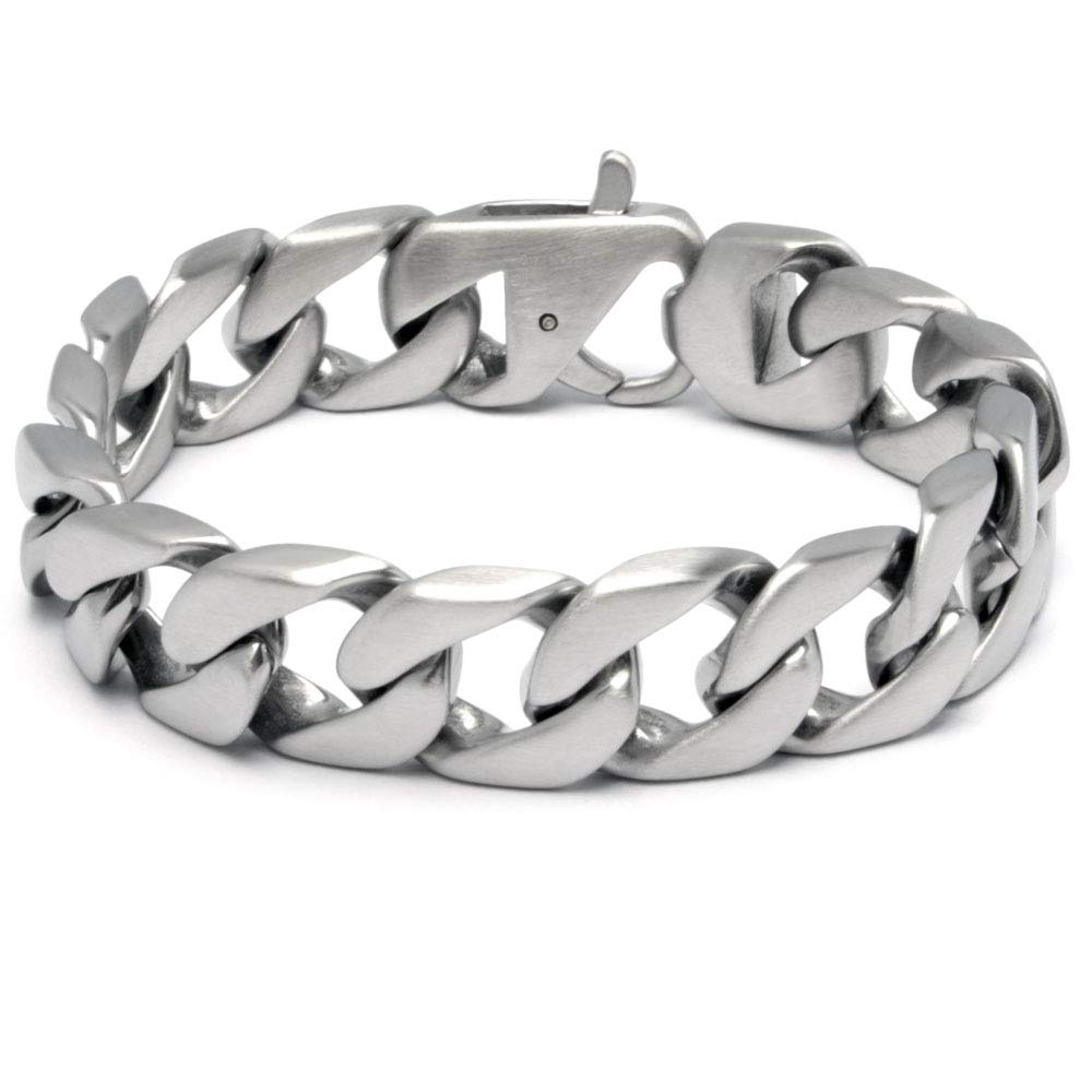 massives 316L Edelstahl Panzerarmband Männerarmband Silber matt gebürstet breit schwer Herren Armband Armkette Bikerschmuck Geschenk