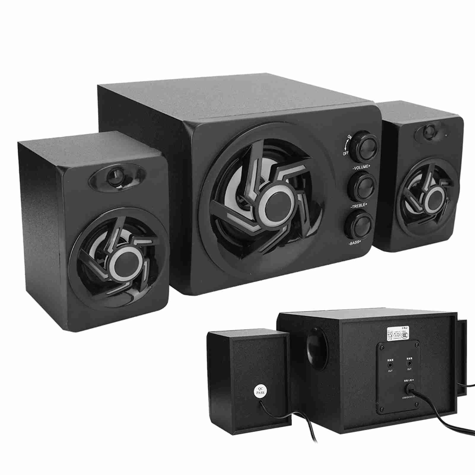 Cocoarm Altoparlante per Computer, Subwoofer per PC ABS 2.1 con Bluetooth e da 3,5 Mm, 7 Luci Colorate, Controllo del Volume dei Bassi da 25 Hz a 20 KHz per Desktop, Laptop, Telefoni Cellulari,