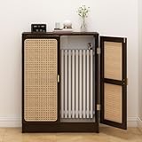 ZomoQryn Armario Calefactor con Cubierta Radiador RatáN Cubierta Radiador Moderna Madera DiseñO Doble Puerta con Encimera Espaciosa Adecuado para Salones Y BañOs 60x25x70cm