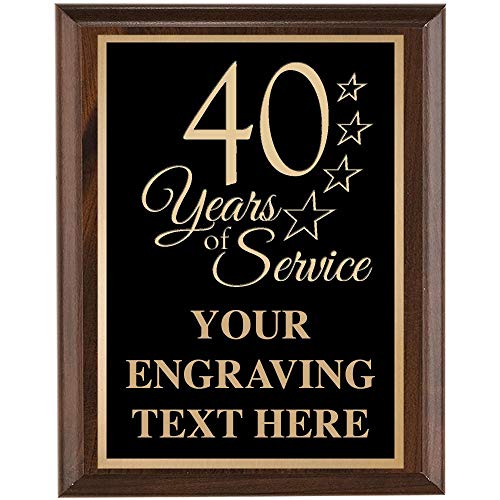 Anniversary Plaques - 7x9 40 Years of Service Anniversary Recognition Plaque
