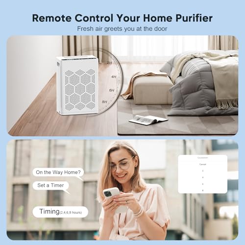 Image of DAYETTE Air Purifiers for Home Large Room Up to 2400 Ft with Fragrance, Smart WiFi Alexa Control,Auto Mode, HEPA 14 Air Purifier with Washable Prefilter for Bedroom, Dorm Room, Pets, Office