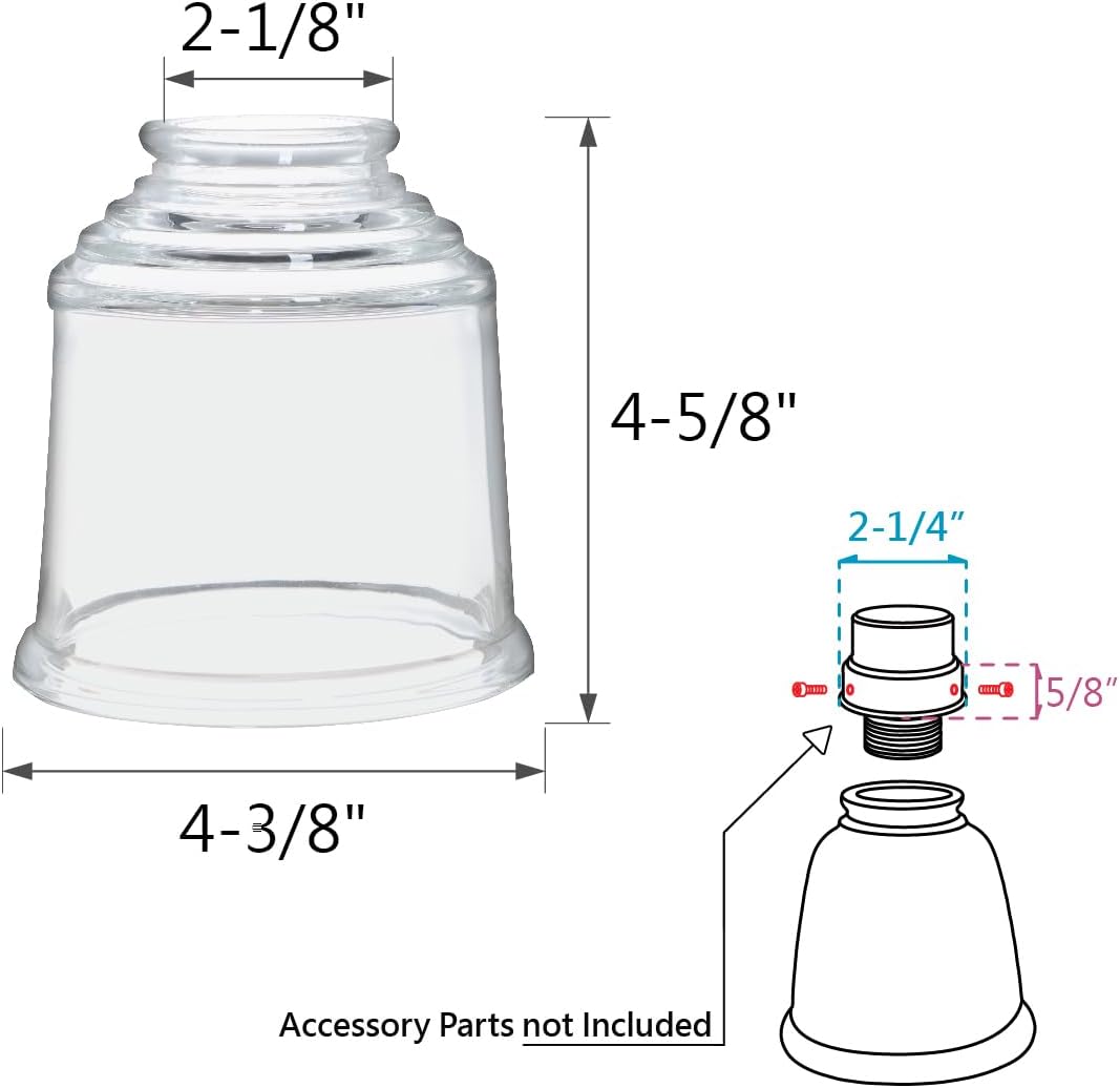 Aspen Creative 23176-60-4 Contemporary Style Clear Replacement Glass Shade, 2-1/4" Fitter Size, 4-3/4" High x 4-3/8" Diameter, 4 Pack