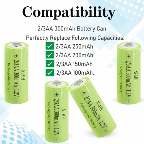 Baterías recargables NiMH 2/3AA 300mAh 1.2V, pack 4 miniatura 4