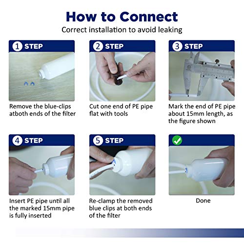 Membrane Solutions Inline Water Filter, 1/4" Quick-Connect Filter Replacement Cartridge In-Line Filter For Refrigerator & Ice Maker, Post-Carbon Filter For Reverse Osmosis Water System, 2-Pack #TOP5