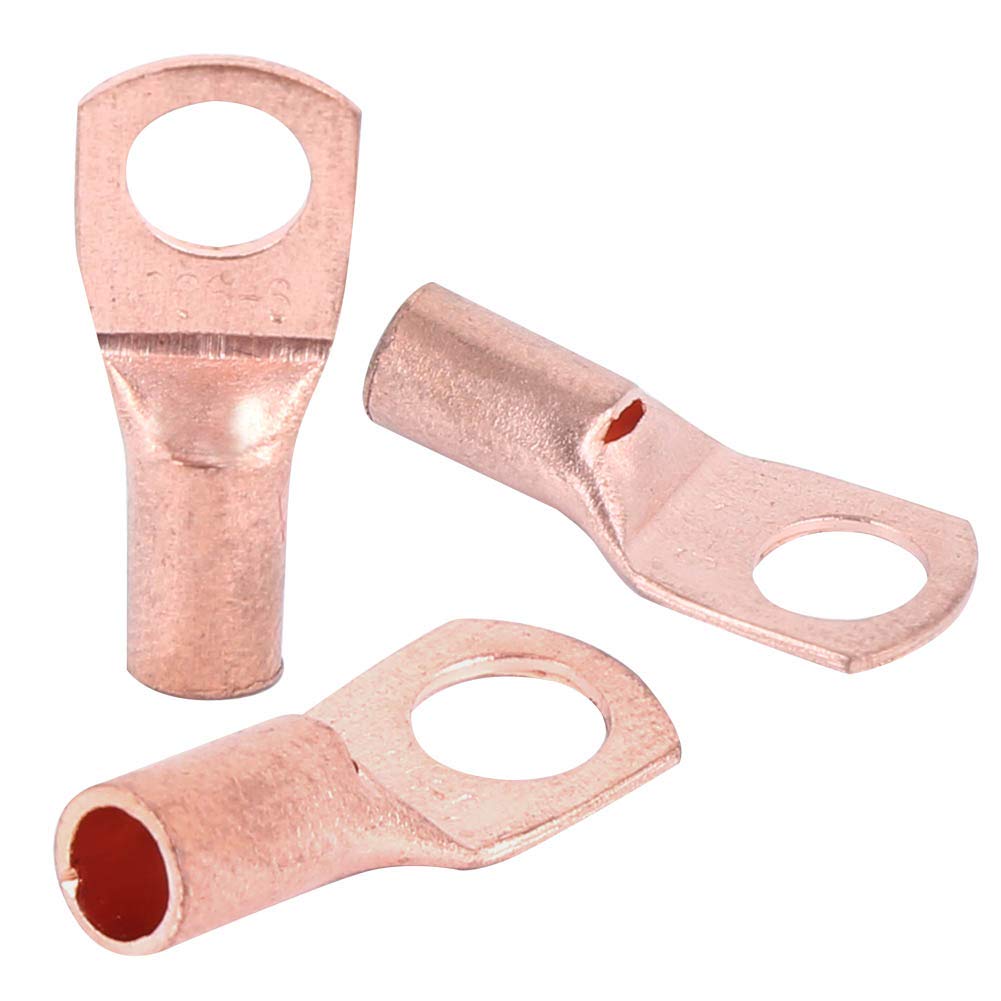 ViaGasaFamido 50Pcs Copper Ring Lug Terminal, SC6-6 Battery Terminal Ends, 4/0 AWG Heavy Duty Wire Lugs