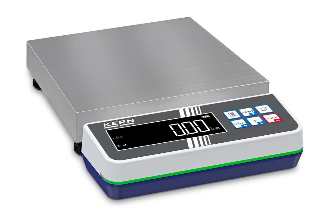 KERN FKS 15K-4 – waga stołowa ze stali nierdzewnej IP65 z diodami LED, czytelność [d]: 1 g, zakres ważenia [maks.): 15 kg, płyta ważąca: szer. x gł. 228 x 228 mm (stal nierdzewna)