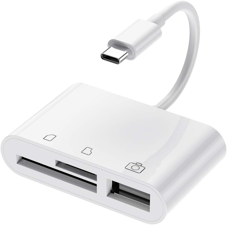 USB C to SD Card Reader, Type C SD/TF Memory Card Reader Adapter, 3 in 1 USB C to USB Camera Reader for New iPad Pro MacBook ChromeBook XPS and More UBC C Devices
