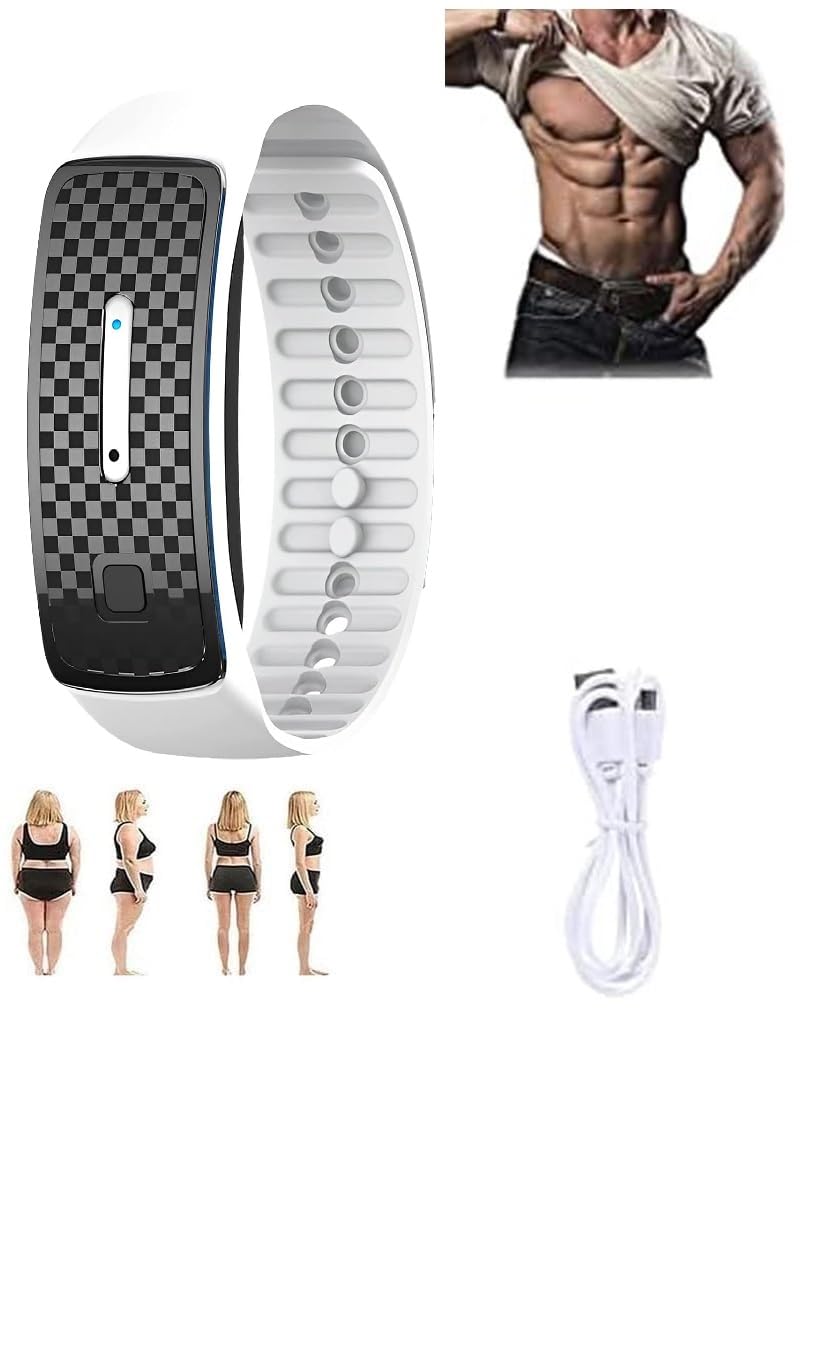 GINGER TECH Ultrasonic Body Shape Wristband, USB Rechargeable Smart Fit Bracelet, Electronic Slim_ming Bracelet for All Men and Women, Promote Blood Circulation, Increase Body Energy (White)