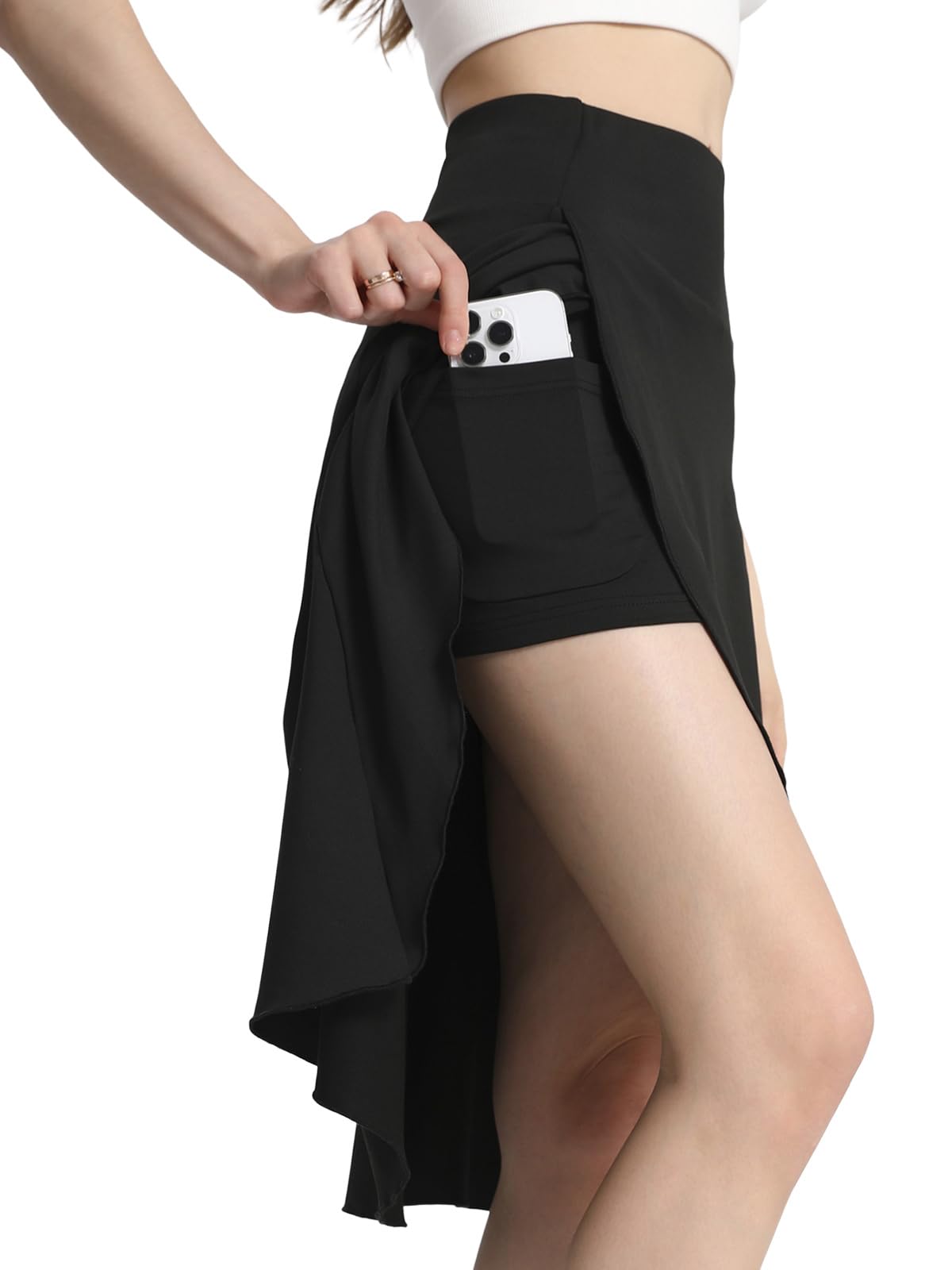 Bezioner Falda Pantalon Mujer Midi Deportiva Larga Padel Tenis Golf con Pantalones Cortos Bolsillos
