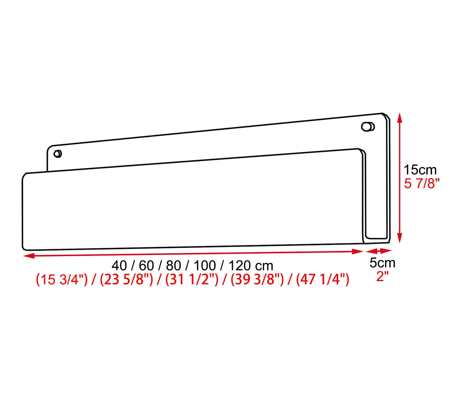 SAeWare Revistero acrílico transparente, decoración de oficina, hogar, sala de estar, revistero, soporte de pared para folletos, 40/80/100/120 cm, naranja-120 cm