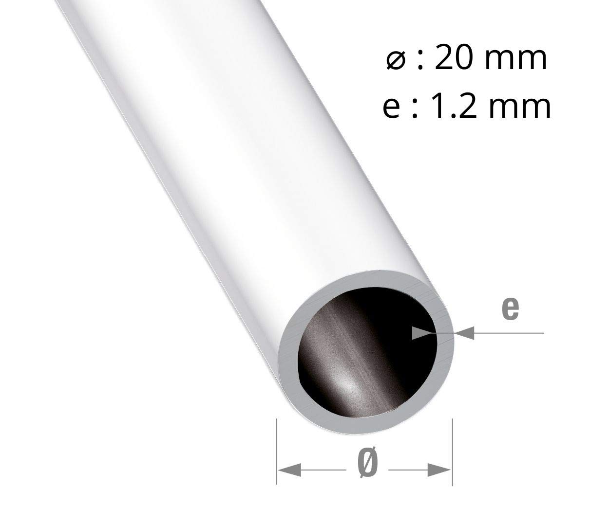 Tube Aluminium Circulaire Riggatec 20x2mm Longueur 4,0 M - Alliage EN AW 6082 T6