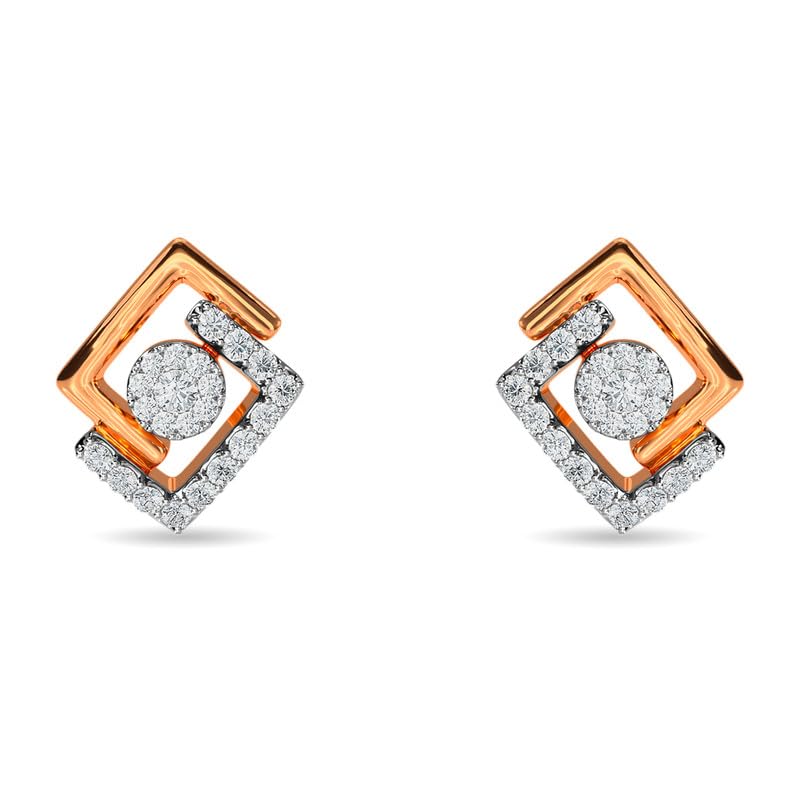 Image of KISNA JEWELS 14KT|18KT BIS Hallmark Pure Gold and Diamond Stud Earrings For Women with Screw Back clouser
