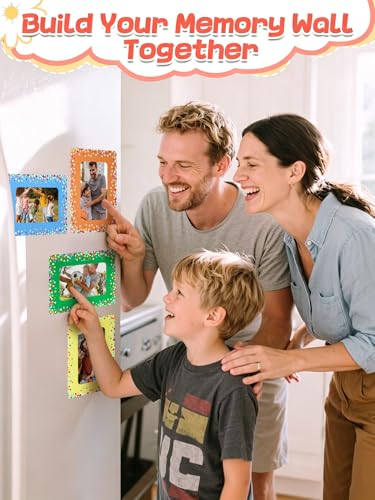 Image of 12Pcs Magnetic Picture Frames for 4 inchx6 inch Photo, Locker Accessories for Girls | 6 Colors, Cute Back to School Gifts, Classroom Decorations Supplies, Refrigerator Decor, Colorful Dots