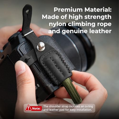 Image of SMALLIRG Rope Camera Neck Shoulder Strap, Adjustable Braided Shoulder Strap with O-Ring and Leather Pad