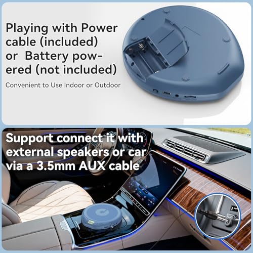 Image of Portable CD Player for Car: Kegaudio with Earphones Anti-Skip LCD Display Personal Disman Disc Player for Car & Sports Supports MP3 WMA PROG & Memory Function