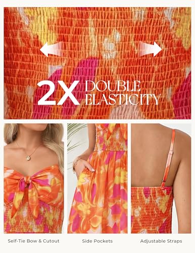 Image of GRACE KARIN Womens Maxi Floral Sundresses Summer Beach Boho Dress Spaghetti Strap Dresses Casual Fashion Clothes with Pockets