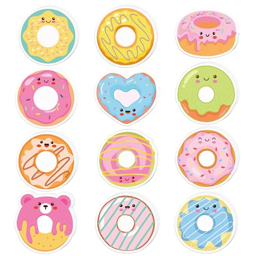 ドーナツ型付箋12パック、カートゥーンデザイン付箋240枚、学生用、在宅オフィス用、ルームメイトへのギフトラベル用消耗品