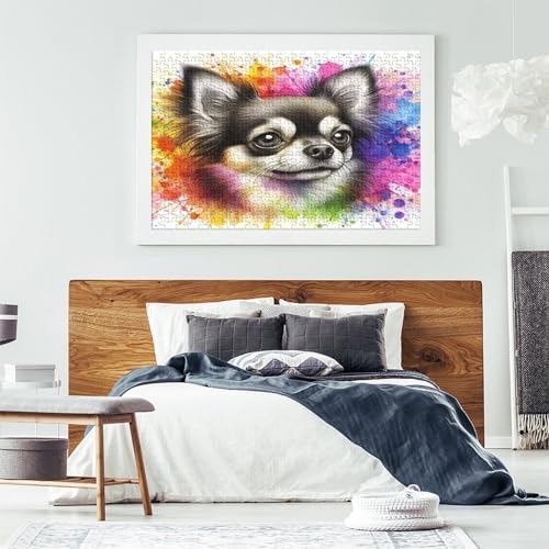 Puzzle de 1000 piezas para adultos con diseño de perro de pelo largo y estilo artístico 7