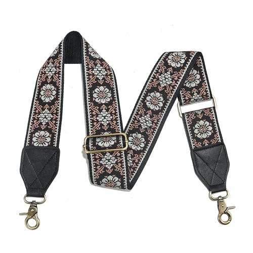 Image of LEMEDE Purse Strap,2 inch Leather End Shoulder Strap Adjustable Replacement,Retro Jacquard Multi-pattern Crossbody Bag Straps