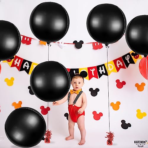 Image of KatchOn, Big Matte Black Foil Balloons - 22 Inch, Pack of 6 | 4D Metallic Balloon for Black Birthday Decorations | Black Metallic Balloon, Happy New Year Balloons for New Years Decorations | NYE Decor