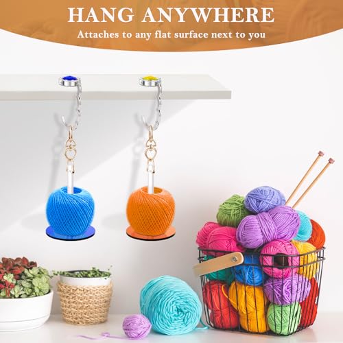 Image of 2 Pack Portable Wrist Yarn Holder, Crochet Holder,with 2 Replace Wrist Strap and MINI Screwdriver, Hanging Yarn Spinner for Crocheting and Knitting,Knitting Gift for Craft Lovers(Orange+Blue)