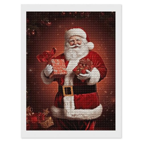 Kit broderie diamant Père Noël ELUZZIZUT strass ronds pour loisirs créatifs adultes