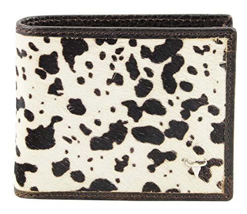 American Bison Men’s Hair On Hide Cowhide Leather Bifold Wallet – Slim, RFID-Blocking with Gift box (Dalmation)