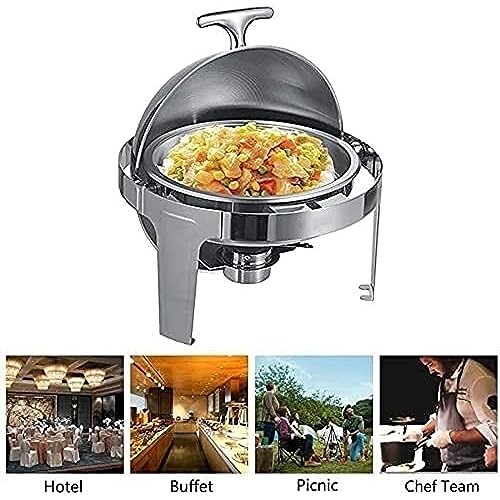 Chafing Dish mit Rolldeckel, 6,8 l, komplettes Chafer- und Buffetwärmer-Set aus Edelstahl mit Lebensmittelpfanne, Wasserpfanne und Brennstoffhaltern für Hochzeiten und Partys – Bild 6