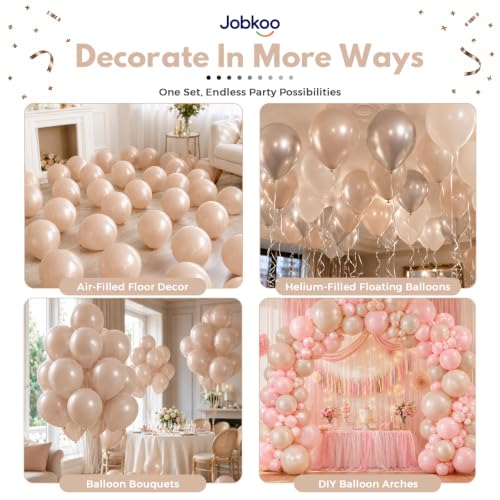Image of Jobkoo Pearl Nude Balloons 12 Inch, Beige Apricot Neutral Latex Balloon