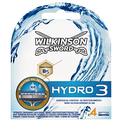 Cargador de 4 cuchillas de afeitar masculinas Wilkinson Sword Hydro 3 con gel hidratante Cover