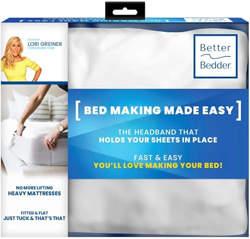 Better Bedder Diadema de cama, cubierta de tela de algodón, poliéster y elastano, hace que la cama sea fácil, transforma cualquier sábana encimera