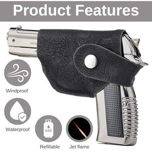 Image of Heavy Metal Pistol Gun 608 with Lighter Barrel Pull Back System Gun Lighter Stee Pocket Lighter (Silver)