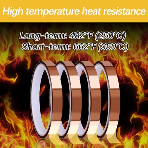 Image of 6 Rolls 10mm X 16m 52FT Sublimation Tape Up to 250℃(480℉) for Thermal Transfer Heat Resistant High Temperature Adhesive Transfer Heat Sensitive No Residue Soldering Circuit (Brown)
