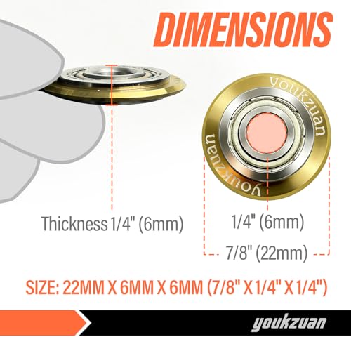 Image of 7 /8 Inch Golden Tungsten-Carbide Tile Scoring Wheel | 2Pcs Tile Cutter Replacement Wheels | For Cutting Tile /Glass Scoring