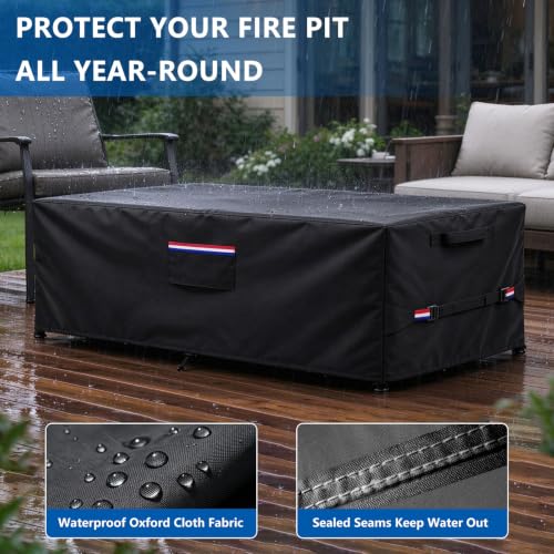 Image of Outdoor Rectangular Fire Pit Cover for 42 Inch Firepit Table,42 inchLx21 inchWx15 inchH