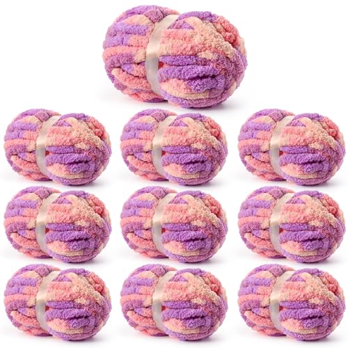 Image of Chunky Jumbo Chenille Yarn Multicolor 10 Pack