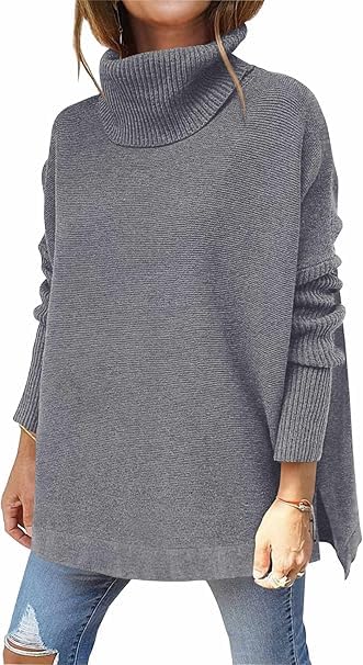 Hormtaer Pullover Damen Winter Rollkragenpullover Warm Oversized Strickpullover Rollkragen Stricken Pulli Grobstrickpullover Sport Sweatshirt Casual...