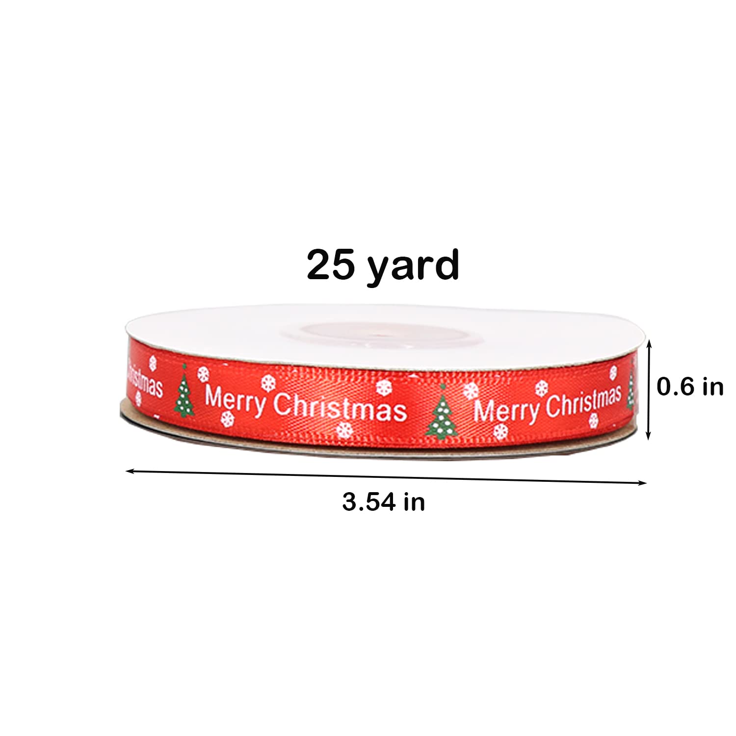 LOOGI Merry Christmas Ribbon 22m, 10mm Grosgrain Ribbon Red Satin Ribbons for Gift Wrapping Crafts Wreaths - Image 2