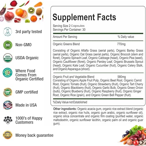 image for Aamatec Life Organic Superfood Greens Fruits and Veggies Complex - Die