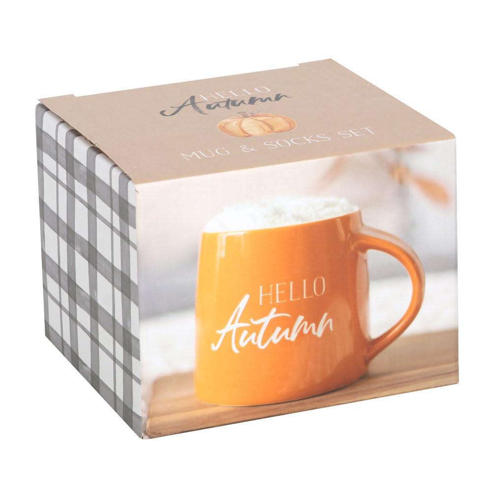 Set Regalo Autunno: Tazza In Ceramica 380 Ml Con Luna Del Raccolto E Calzini Morbidi, Tema Stagionale, Adatta Al Microonde, Idea Caffè E Tè - 3