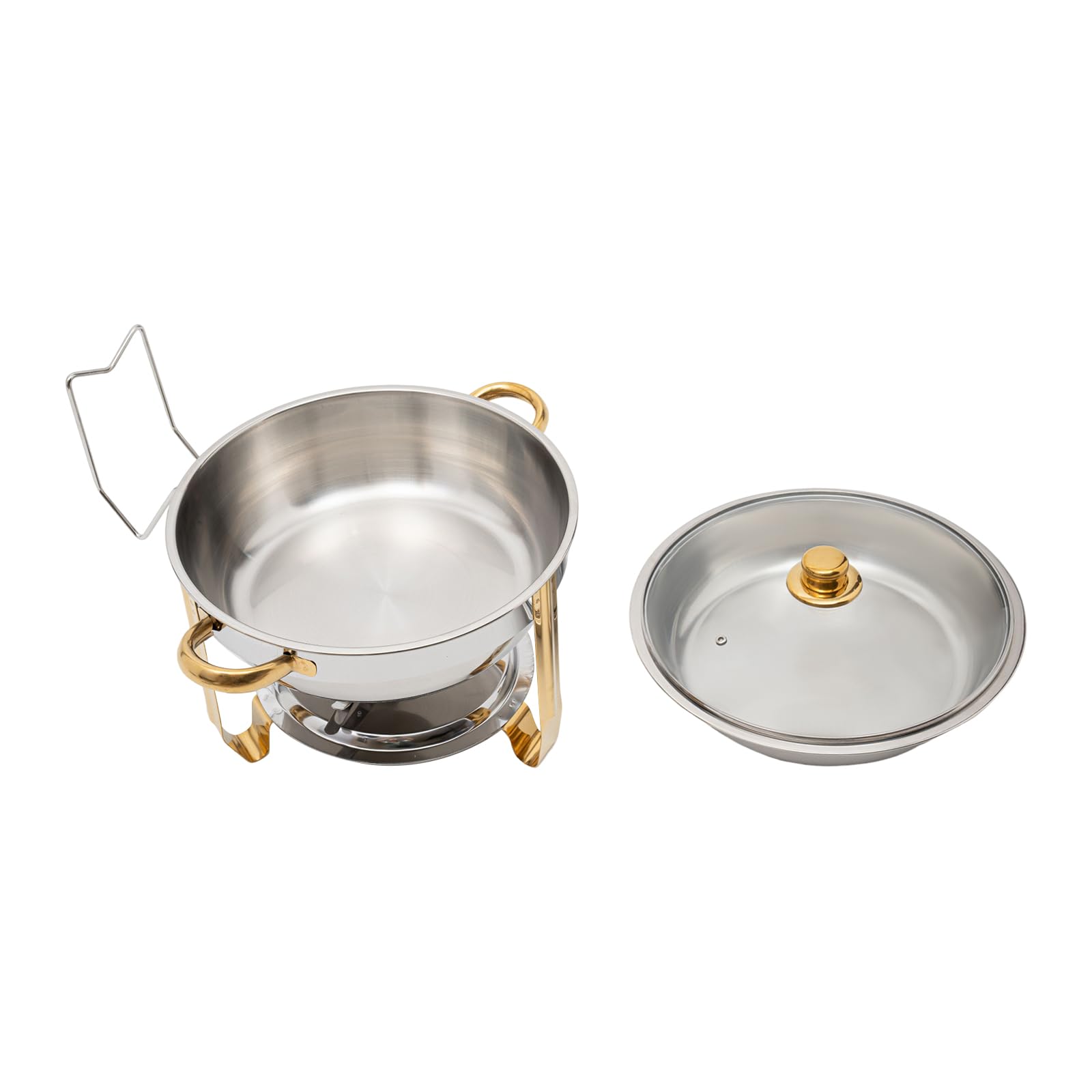 Chafing Dish, contenitore termico rotondo da 5 litri, in acciaio inox, per buffet catering gastro e feste