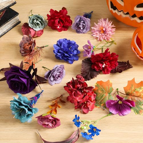 Image of Suncalla 2 Pcs 6.6 ft Artificial Flower Garland Floral Backdrop Arch Fairy Flower Hanging Ceiling Colorful Garland for Wedding Bridal Shower Baby Shower Tea Birthday Backdrop Wall Decor(Dark Color)