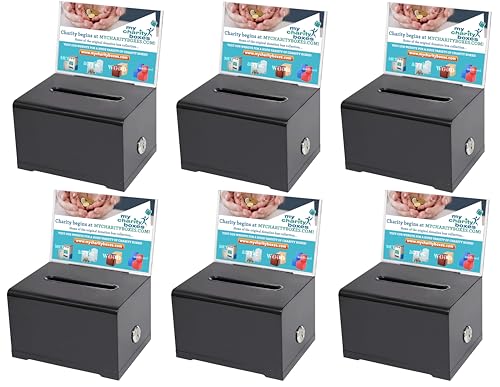 Acrylic ballot donation box with lock, 6-pack (Black) by My Charity Boxes