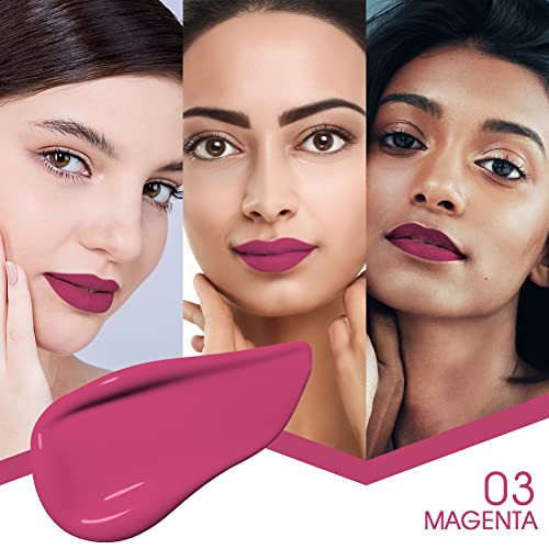Image of Colors Queen Mattifying Non Transfer Liquid Lipstick - 03 Magenta - 3g | Long Lasting Liquid Matte Lipstick | Transfer Proof & Waterproof Lipstick Enriched with Vitamin E & Almond Oil, Lasts up-to 18 Hours