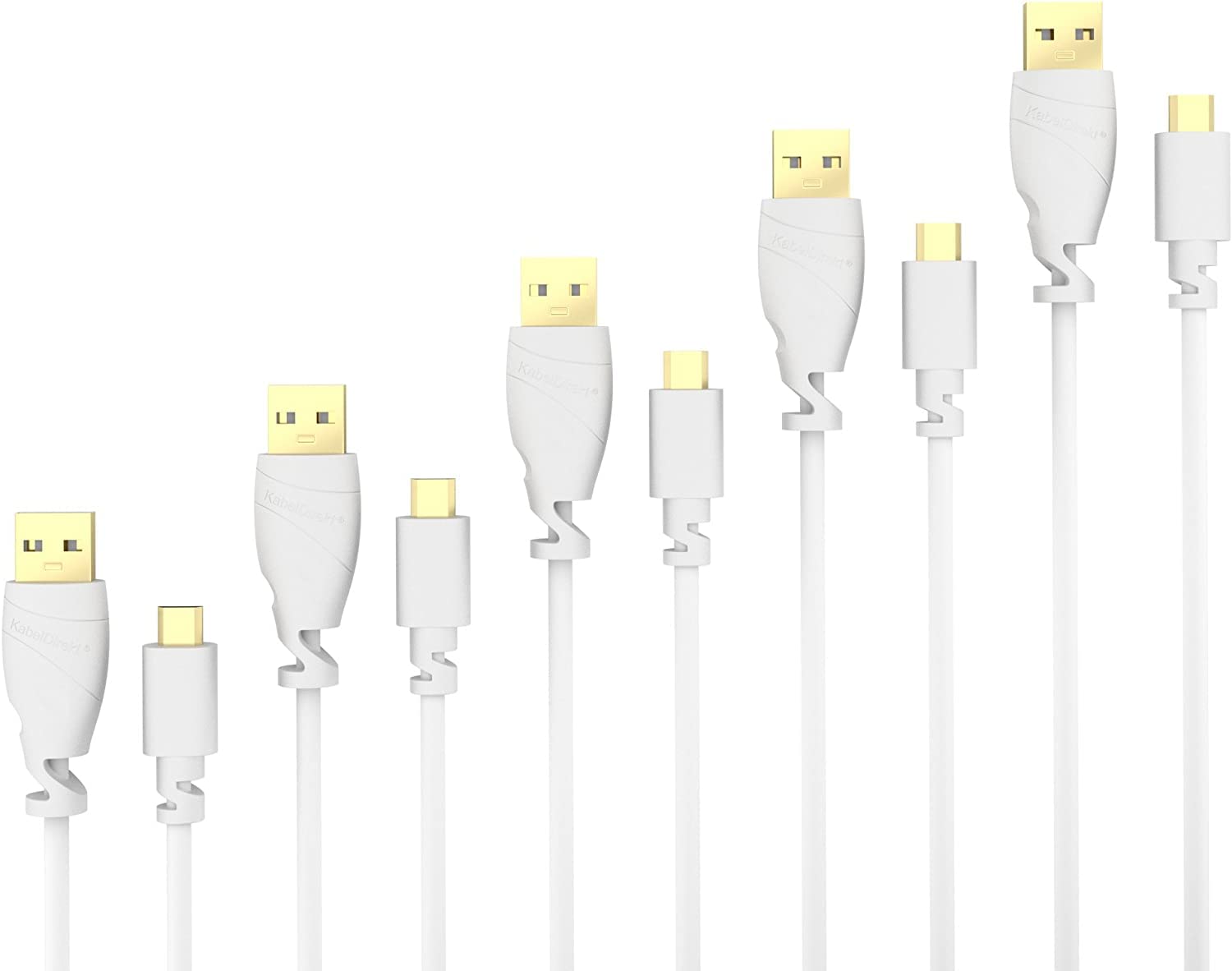 KabelDirekt – 5 x 0.5m Micro USB Cable (USB 2.0, Synch & Charge Cable, white) TOP Series