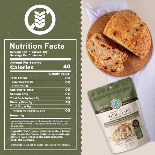 MY RUSTIC ROOTS Sure Start Gluten Free Sourdough Starter Culture - All Natural Fail-Proof Sourdough Bread Starter - Beginner Friendly - Perfect for Baking Homemade Artisan Bread, Pizza & More - 12g